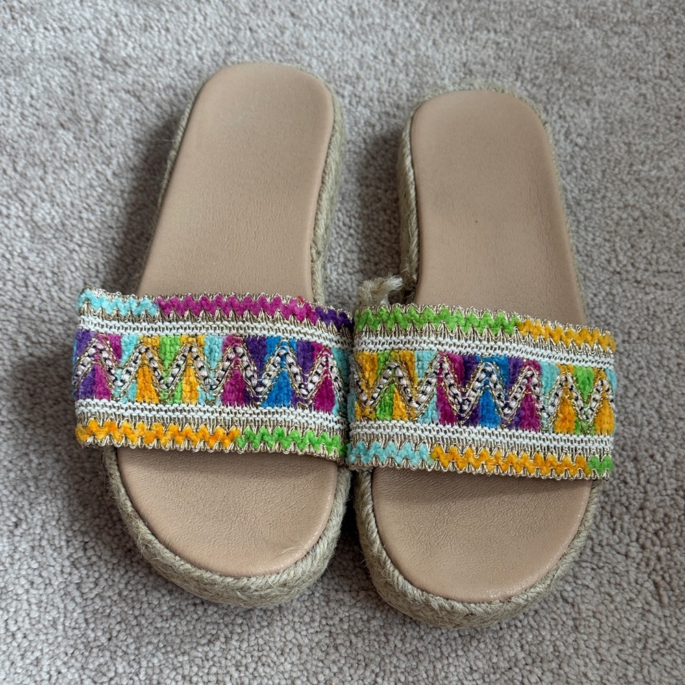 Women's Multicolor Embroidered Slide Sandals